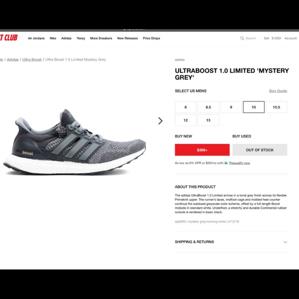 💥Ultraboost 1.0 Limited “Mystery Grey”💥